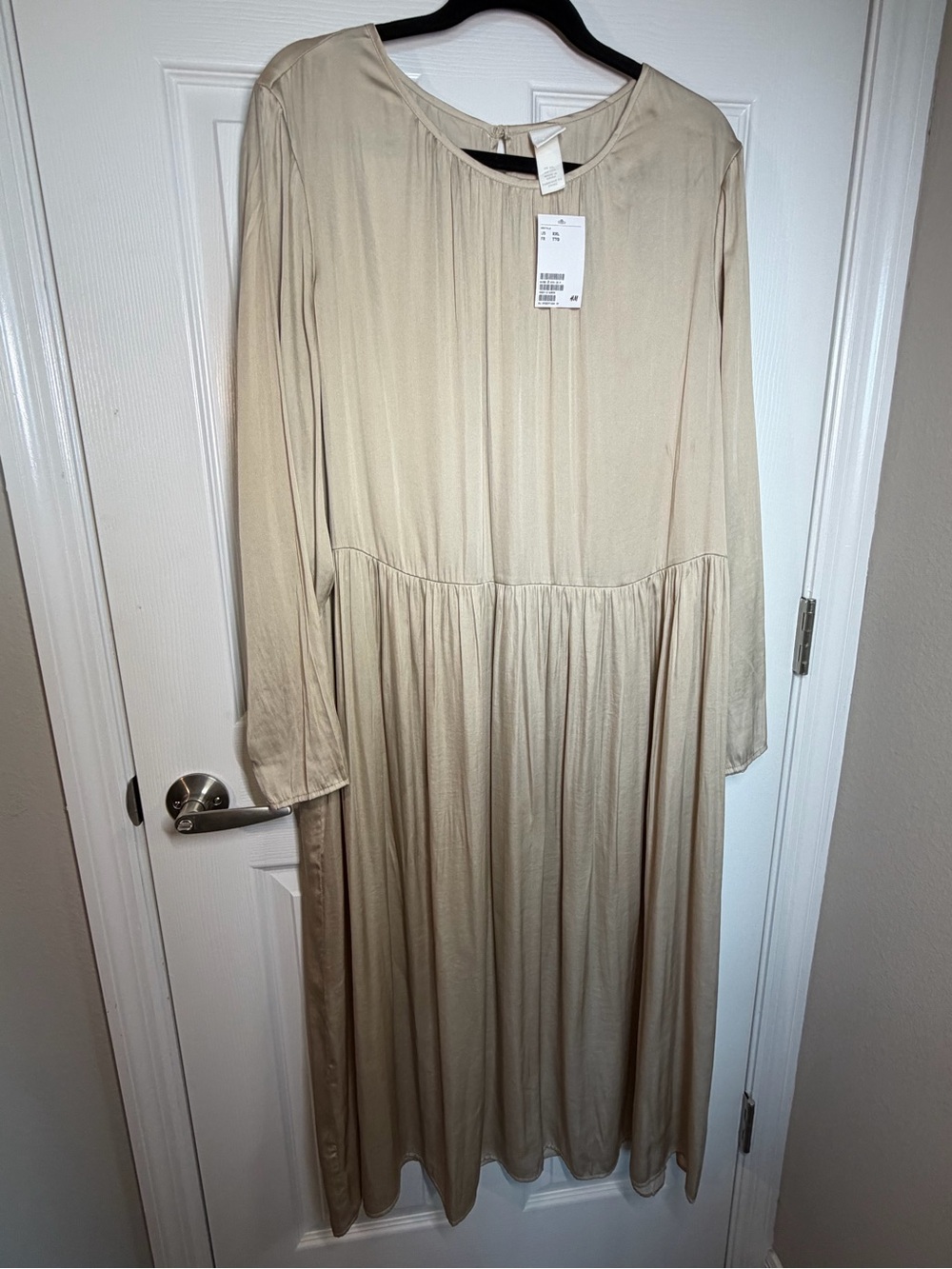 NWT! H&M Beige Long Sleeve Satin Dress